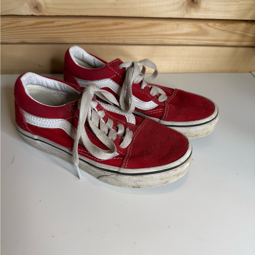 Vans Old Skool Red and White Classic Sneakers size 13.5